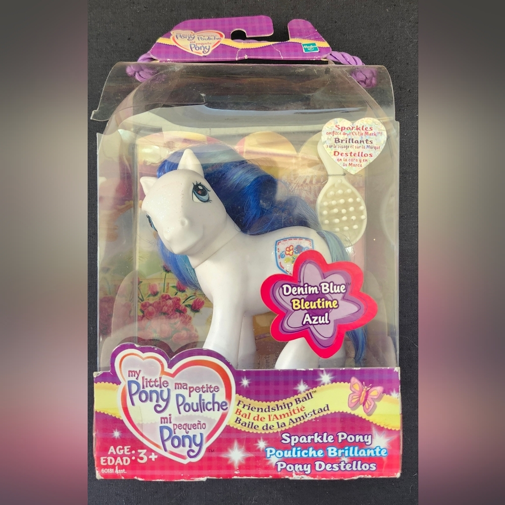 My Little Pony Denim Blue Sparkle - Friendship Ball - Hasbro - 2002-Box Damage